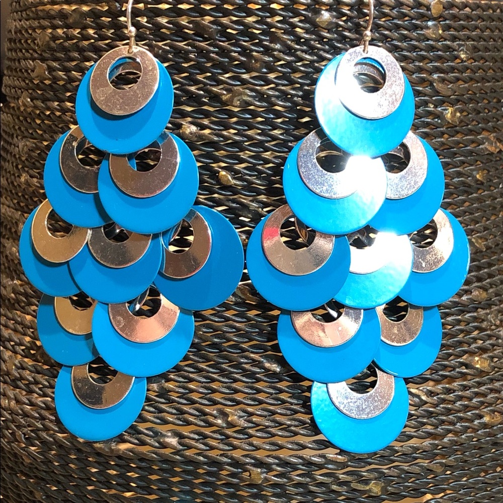 Blue and Silver Chandelier Earrings